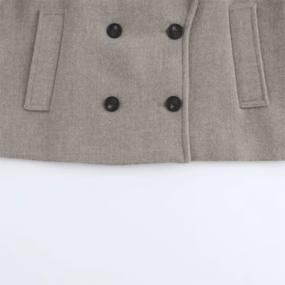 Double-Breasted Wool-Collar Women's Coat – Tailored Autumn Style