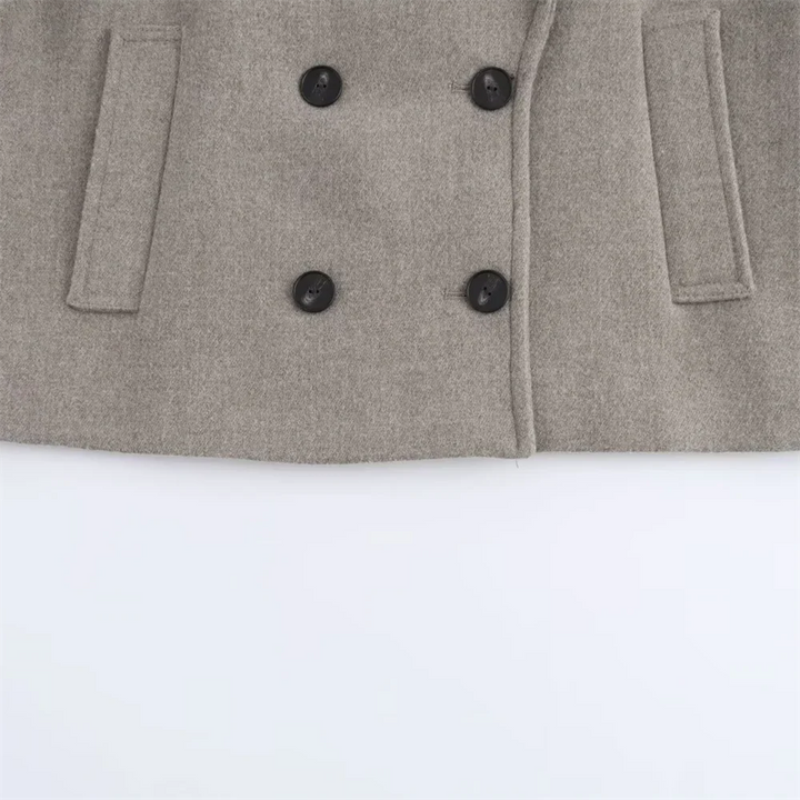 Double-Breasted Wool-Collar Women's Coat – Tailored Autumn Style