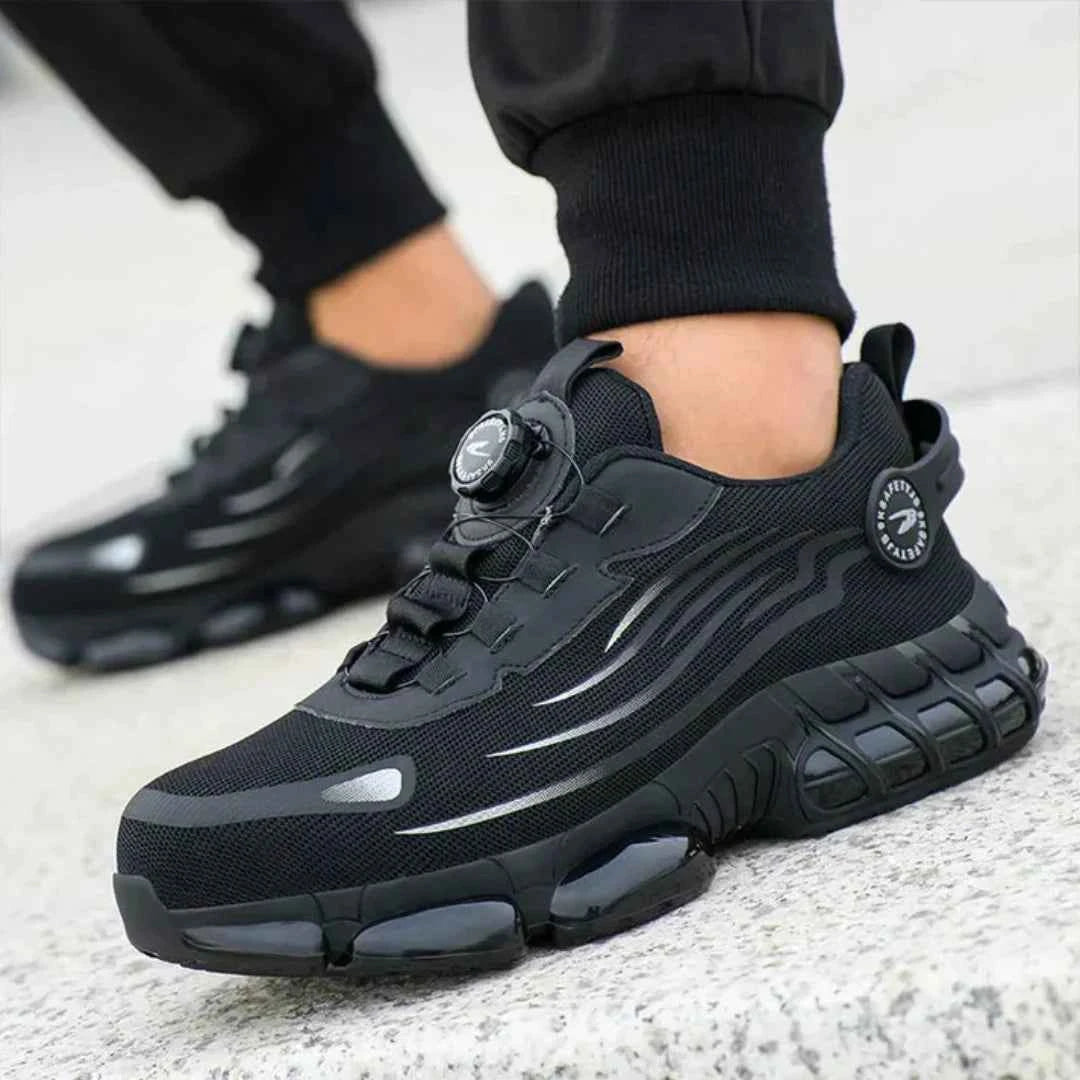 Men's Steel Cap Safety Shoes with Button Lacing | Slip-Resistant Design