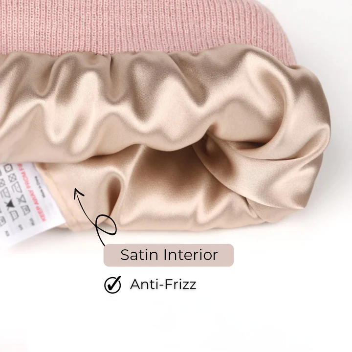 Wool Blend Ribbed Cuffed Beanie | Satin Lined for Comfort