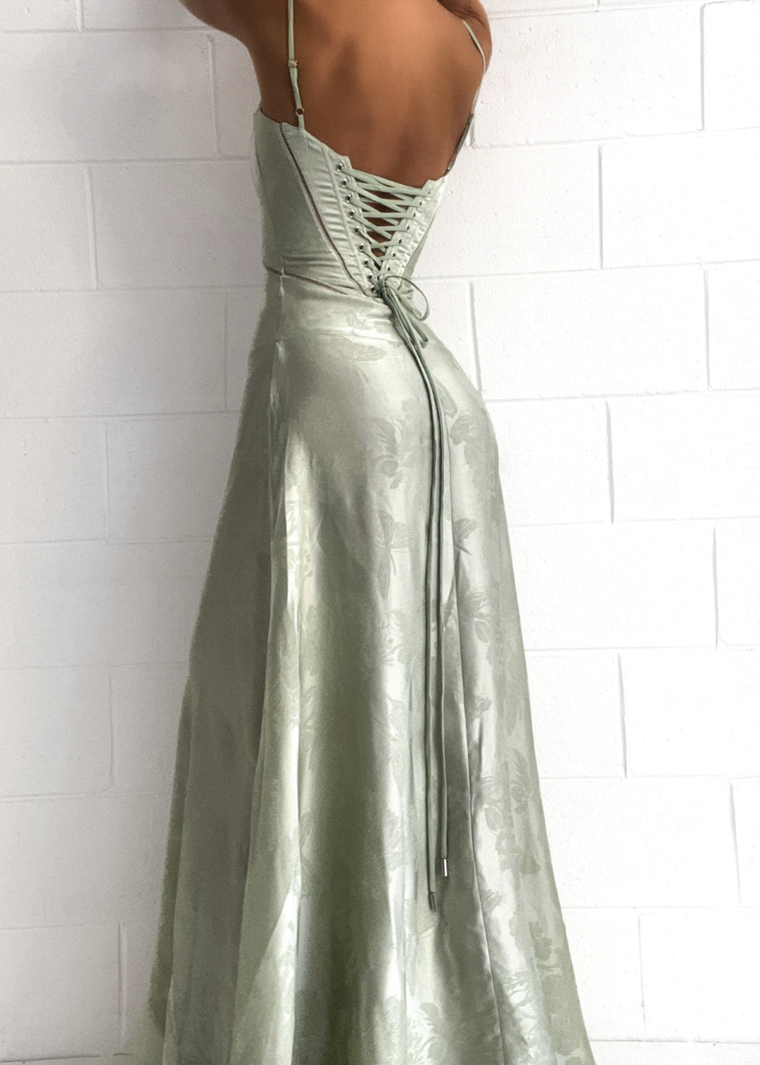 Gilda | Women's Elegant Floral Print Maxi Dress - Pistachio Green