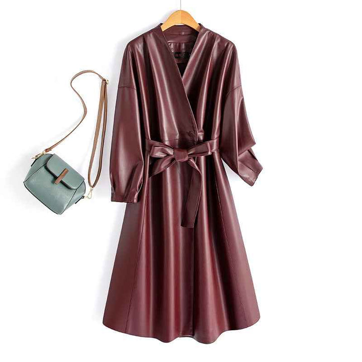 Women's Leather Blazer Dress Marron Épicéa
