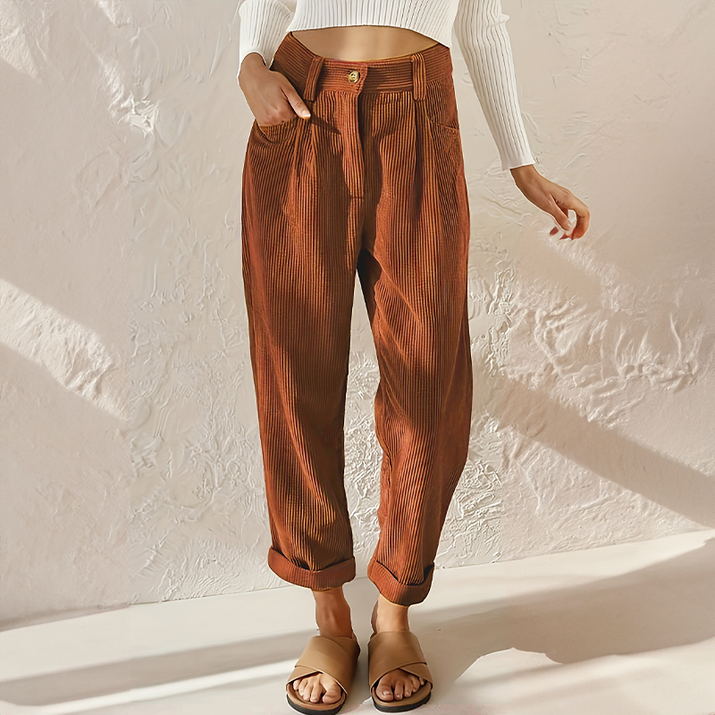Women's High Waist Wide Leg Pants Brown