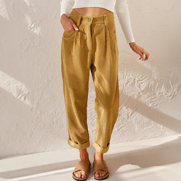 Women's High Waist Wide Leg Pants Yellow