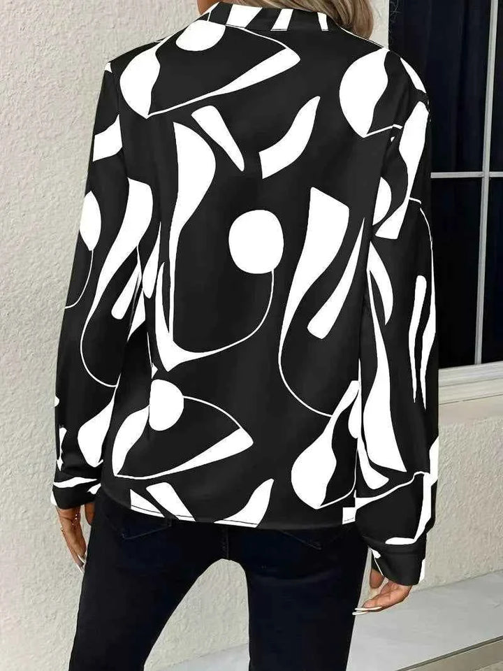 Women's V-Neck Printed Blouse - Stylish and Elegant