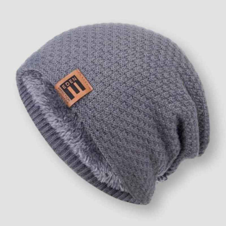 Cozy Knit Pattern Relaxed Fit Beanie Hat Gray One size