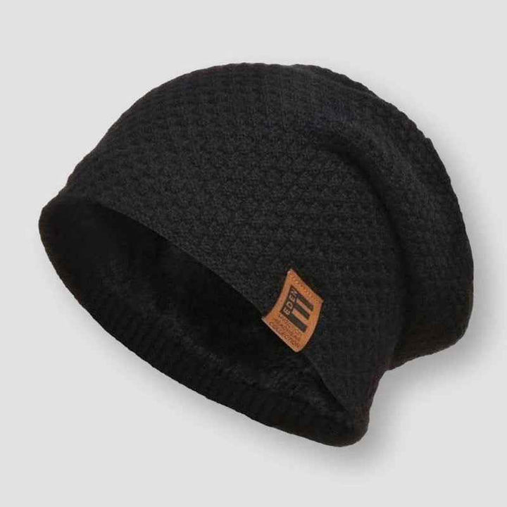 Cozy Knit Pattern Relaxed Fit Beanie Hat Black One size
