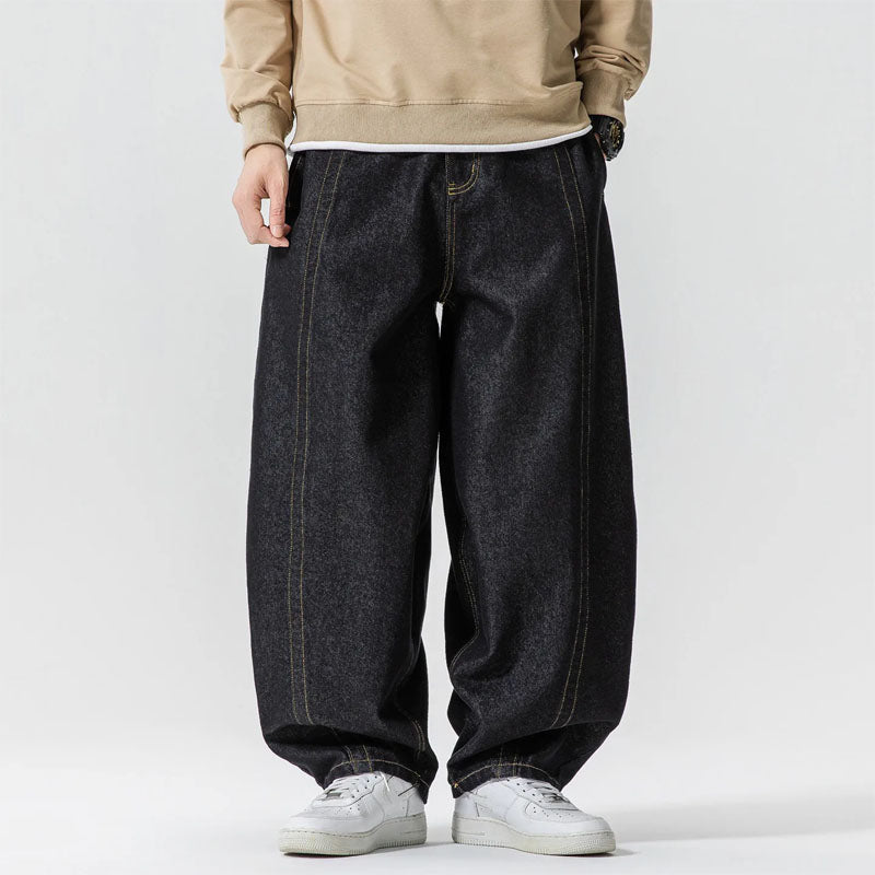 Men's Baggy Wide-Leg Jeans Black