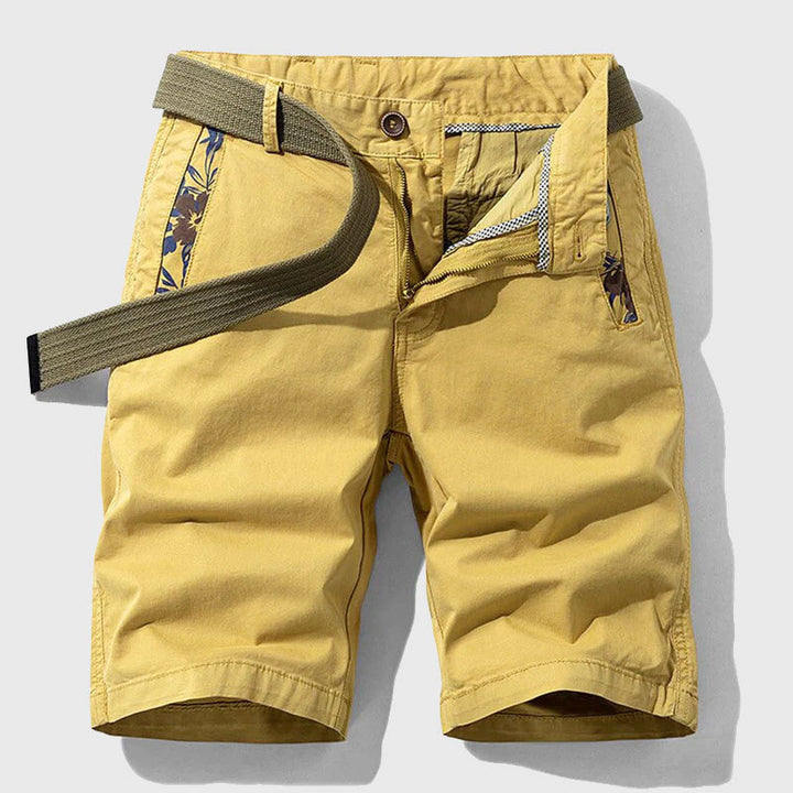 Men's Casual Belted Shorts Yellow