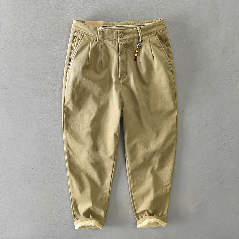 Men's Casual Tapered Chino Pants Khaki