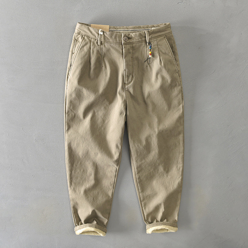 Men's Casual Tapered Chino Pants Beige