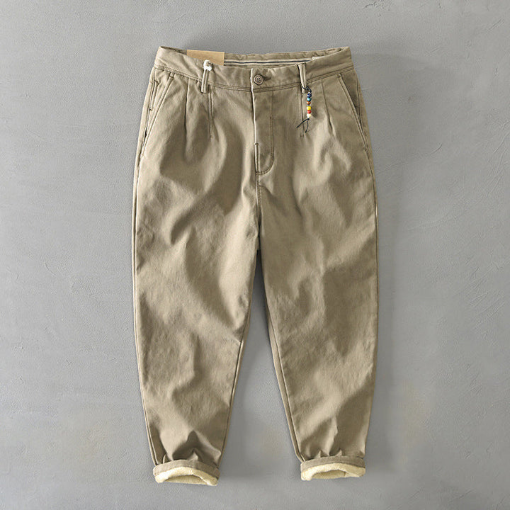 Men's Casual Tapered Chino Pants Beige
