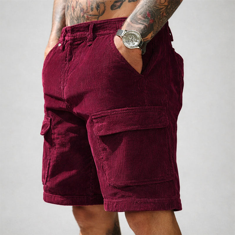 Men's Corduroy Cargo Shorts Red