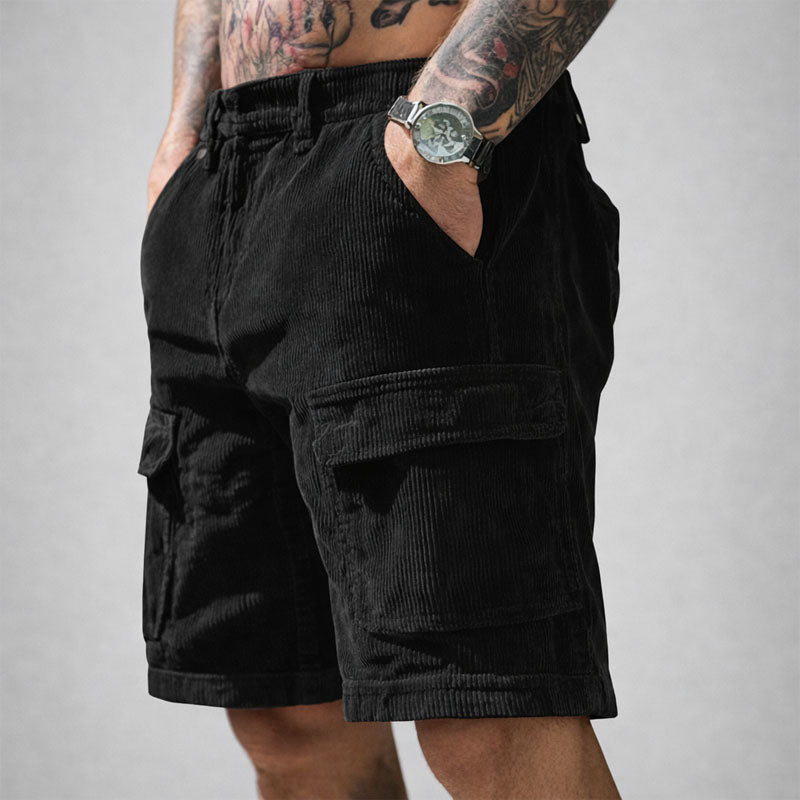 Men's Corduroy Cargo Shorts Black