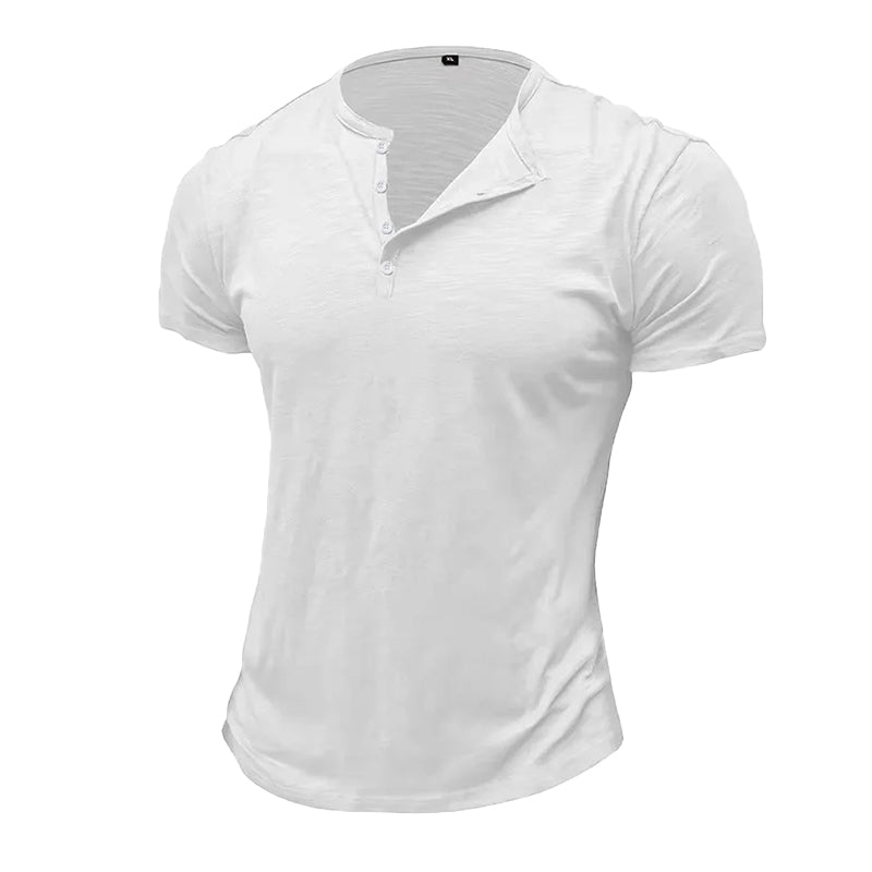 Men's Cotton Henley T-Shirt White