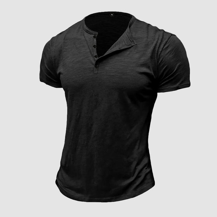 Men's Cotton Henley T-Shirt Black