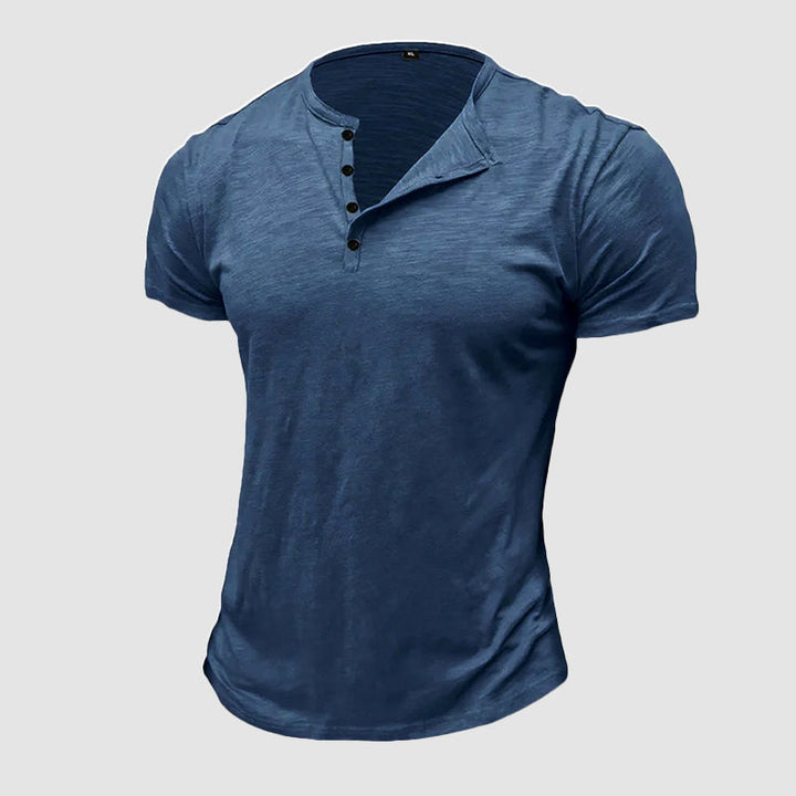 Men's Cotton Henley T-Shirt Blue