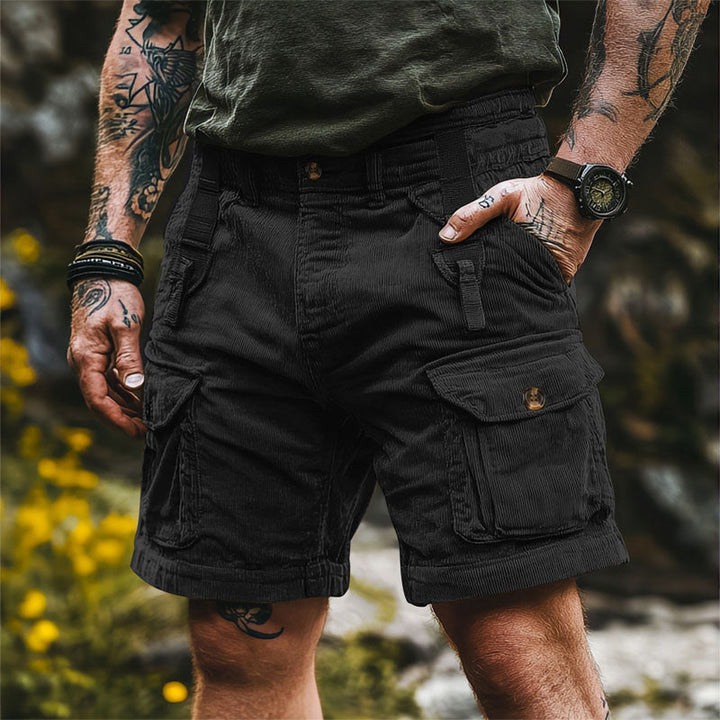 Men's Outdoor Corduroy Cargo Shorts Black