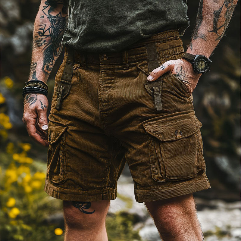 Men's Outdoor Corduroy Cargo Shorts Brown