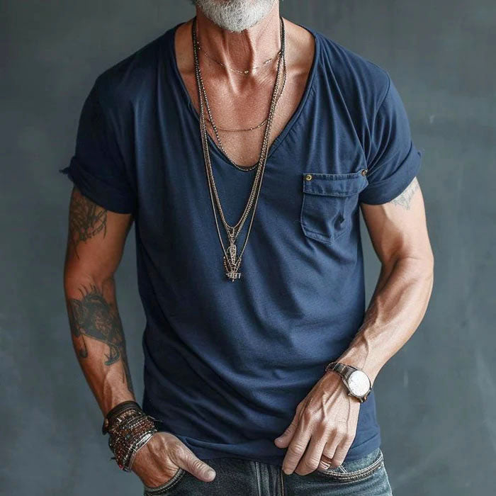 Men's Pocket Front V-neck Shirt
