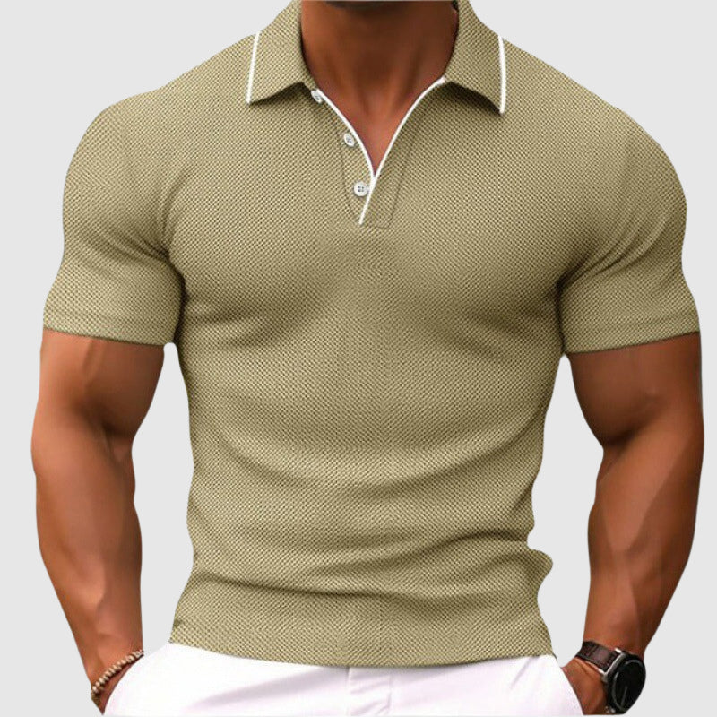 Men's Textured Knit Polo Shirt Green