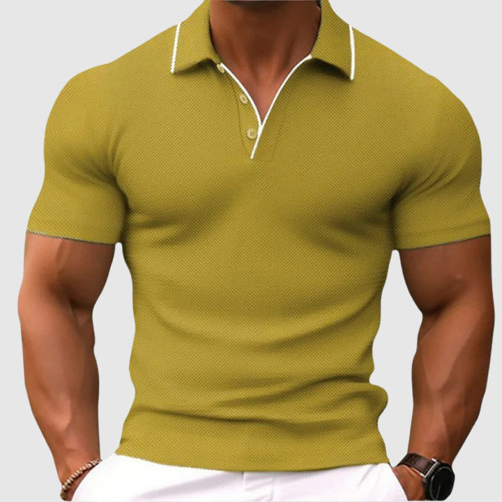 Men's Textured Knit Polo Shirt Khaki