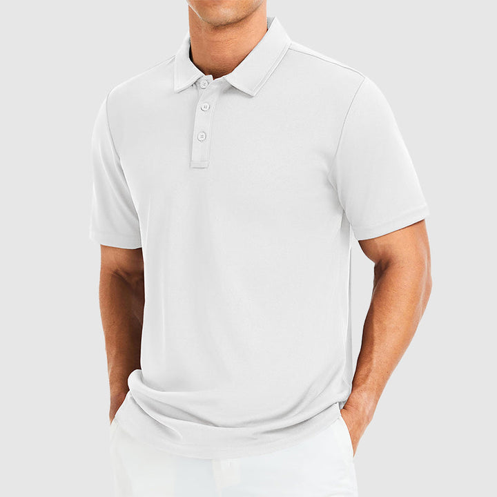 Men's Polo Shirt with Three-Button Collar White