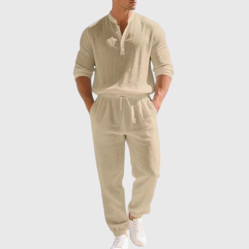 Men's Relaxed Fit Riviera Two-Piece Set Beige