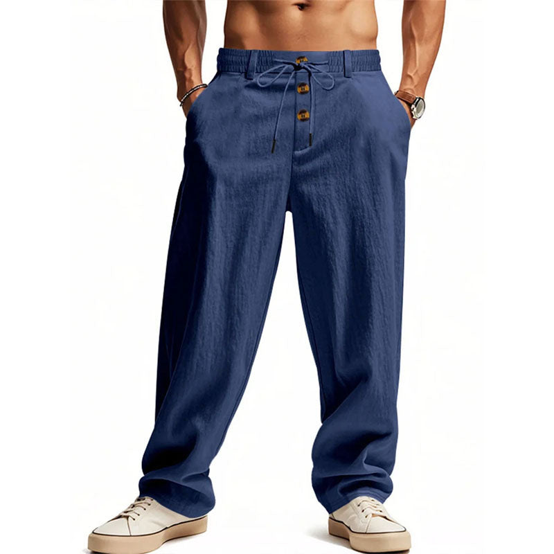 Men's Relaxed Straight-Leg Casual Pants Blue