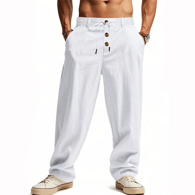 Men's Relaxed Straight-Leg Casual Pants White