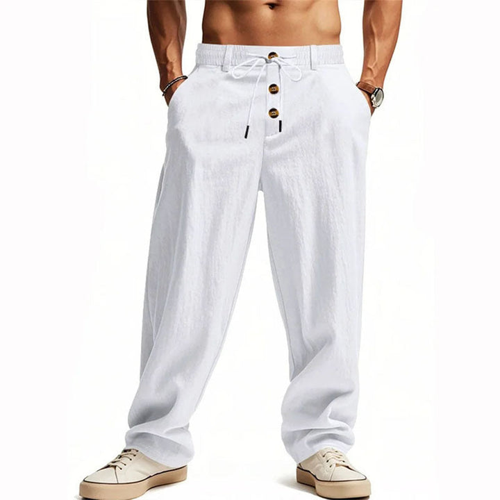 Men's Relaxed Straight-Leg Casual Pants White