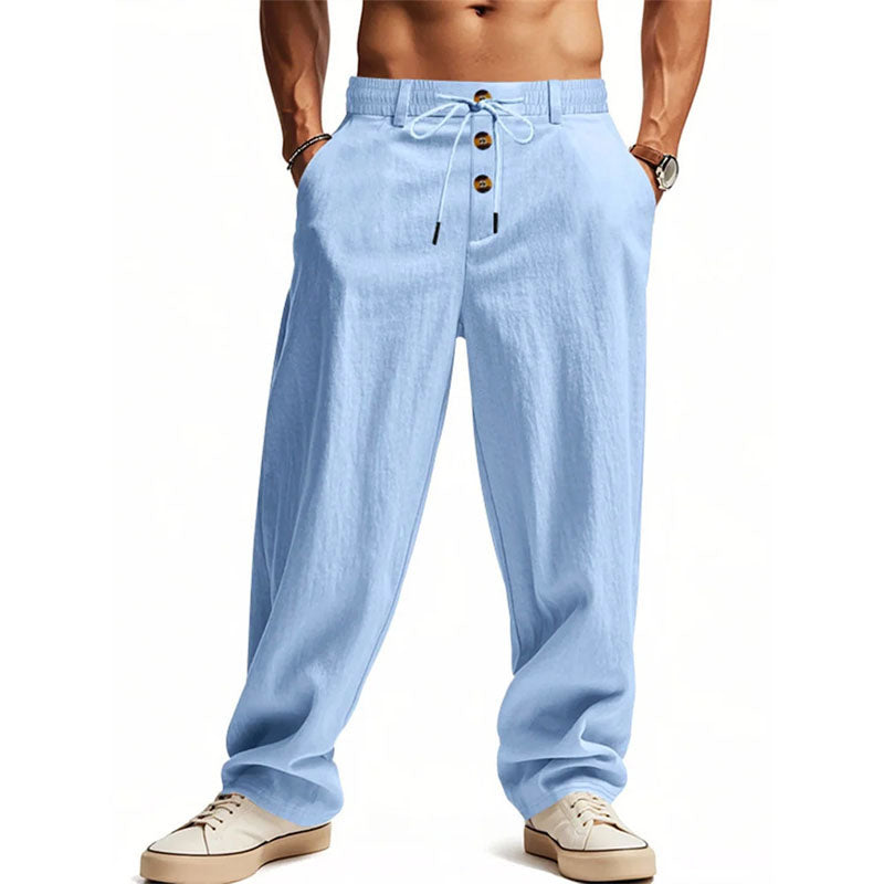 Men's Relaxed Straight-Leg Casual Pants Light Blue