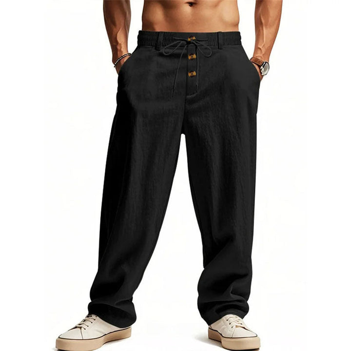 Men's Relaxed Straight-Leg Casual Pants Black