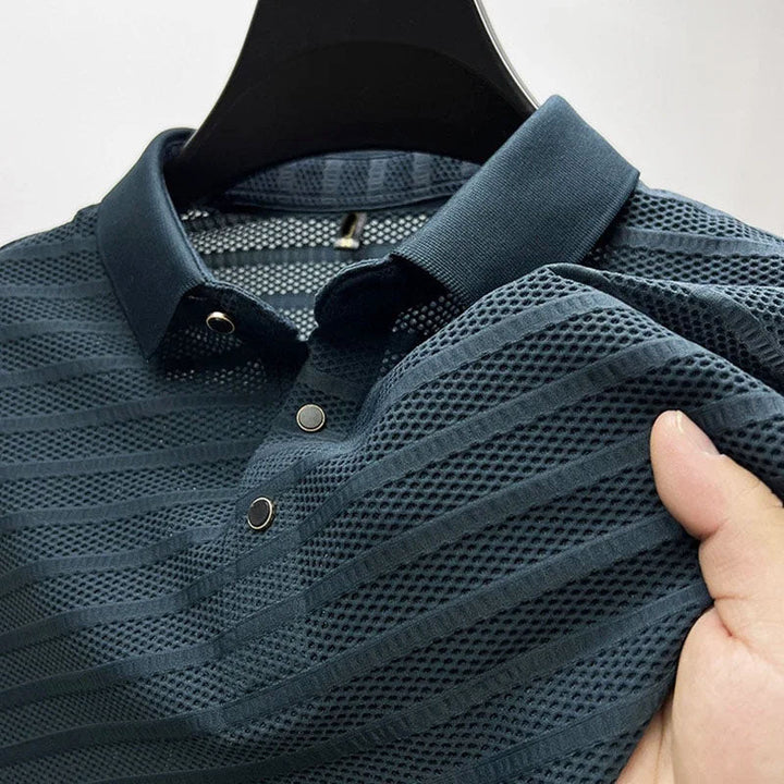 Men's Striped Pattern Polo Shirt Green