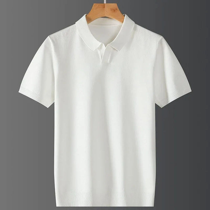 Men's Textured Knit Polo Shirt White