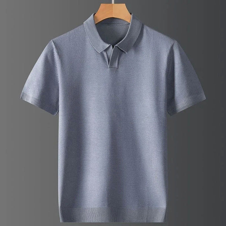 Men's Textured Knit Polo Shirt Gray