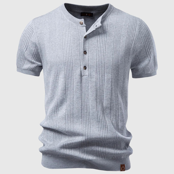 Men's Ribbed Henley T-Shirt Gray