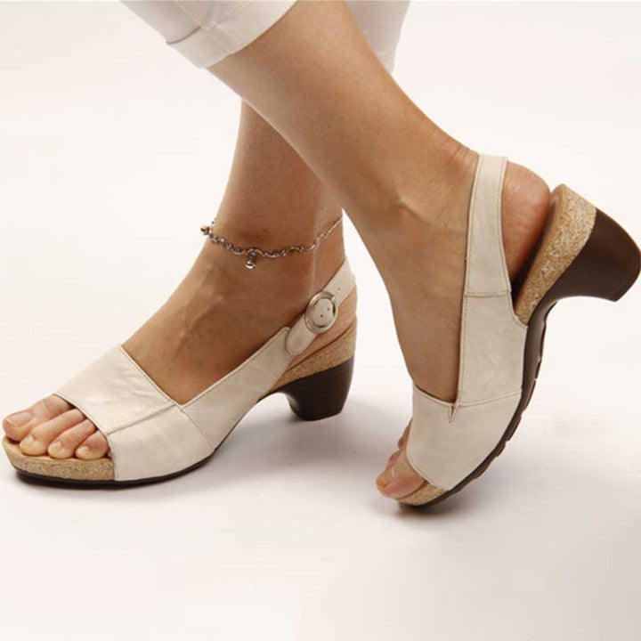 Elarova | Women's Sandals with Orthopedic Support and Stylish Heel Beige