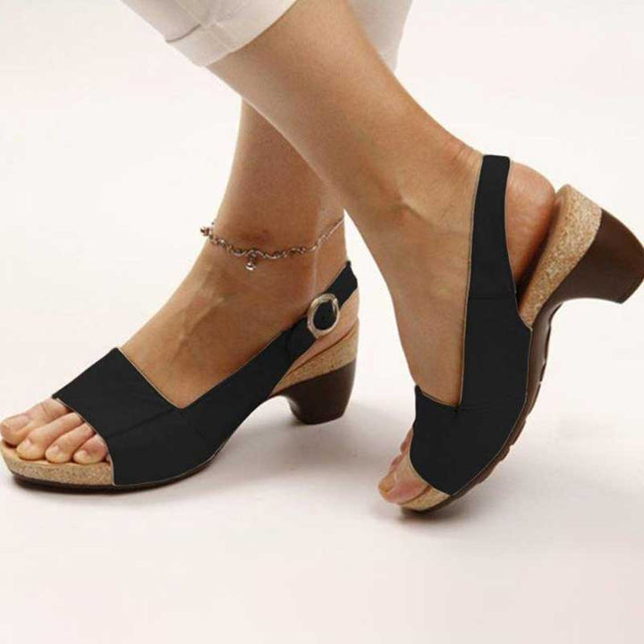 Elarova | Women's Sandals with Orthopedic Support and Stylish Heel Black