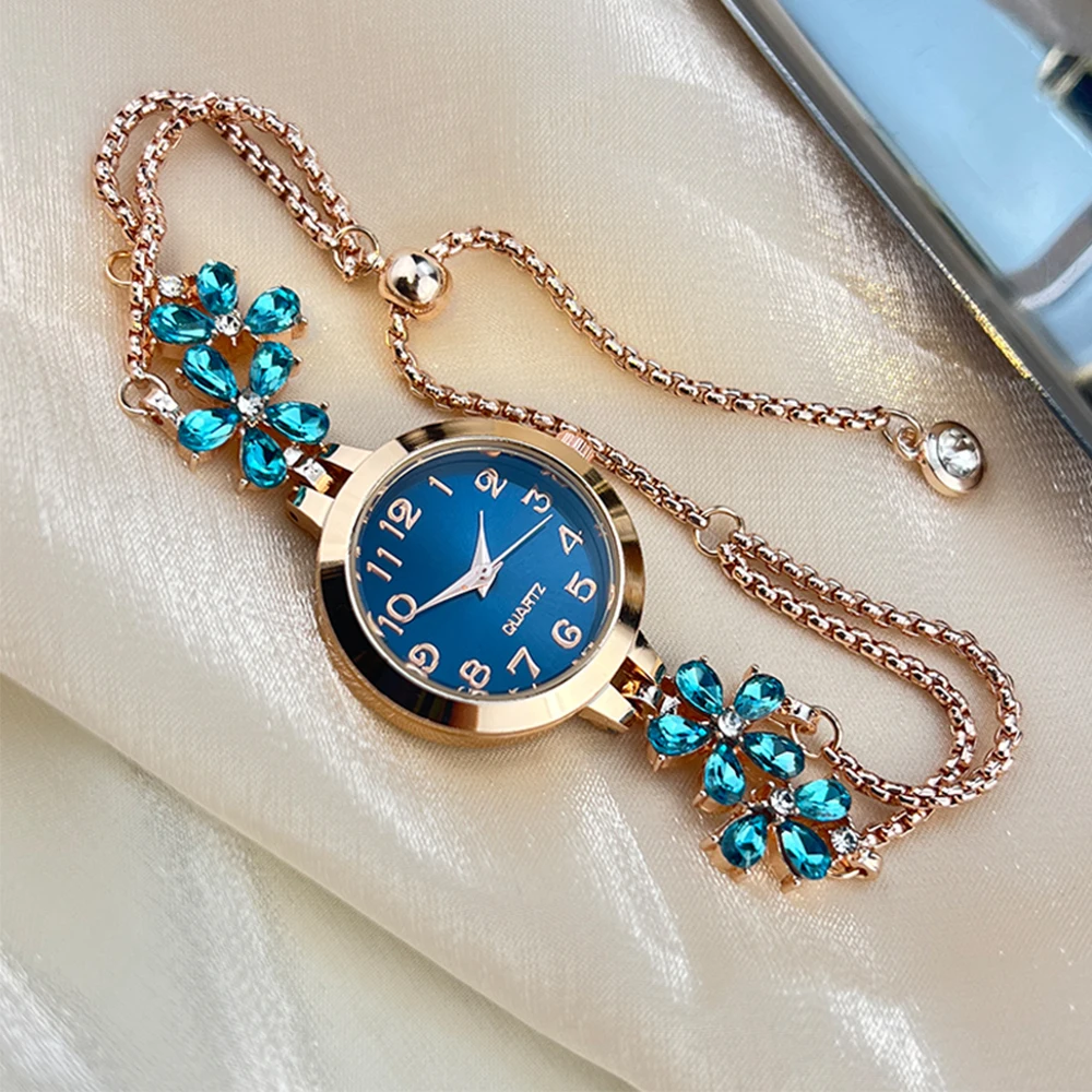 Elegant Bloom Chain Watch Topaz
