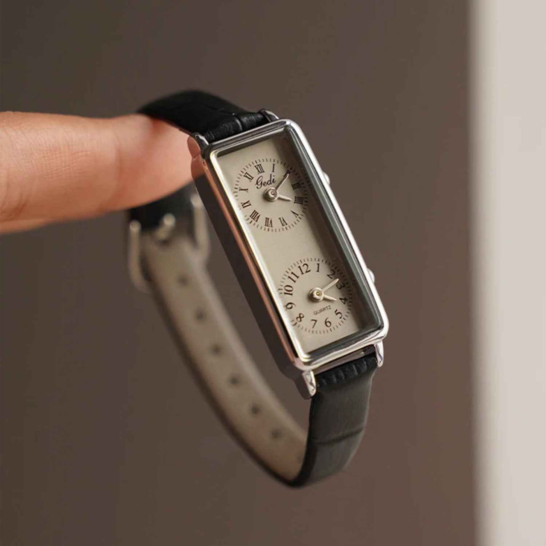 Elegant Dual Dial Women's Watch | Stylish Timepiece Silver