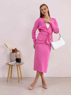 Women's Loose Fit Cardigan with Button Closure, Drawstring Waist, and Pockets