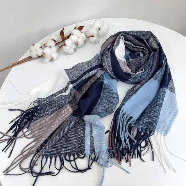Elegant Tassel Scarf for Stylish Outfits Blue
