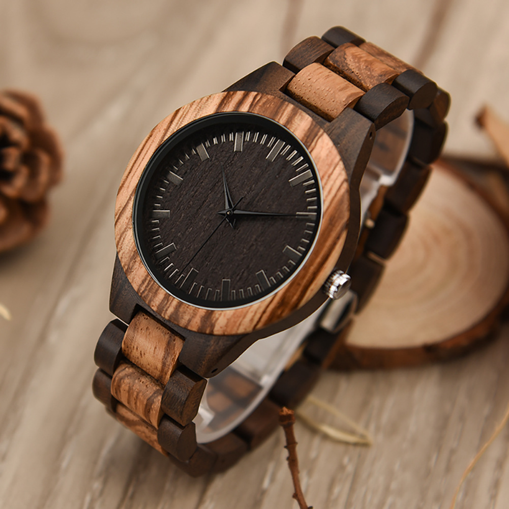 Elegant Wooden Quartz Watch - Oakridge Style Dark Brown