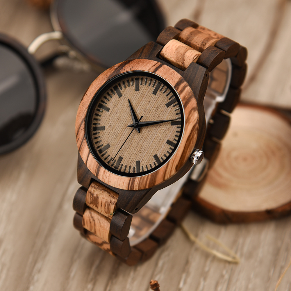 Elegant Wooden Quartz Watch - Oakridge Style Brown