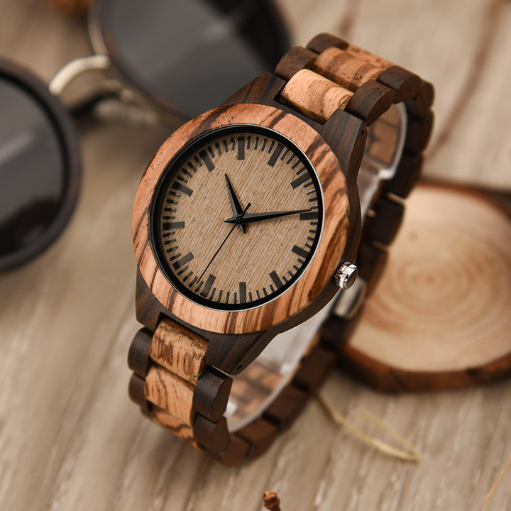 Elegant Wooden Quartz Watch - Oakridge Style Brown