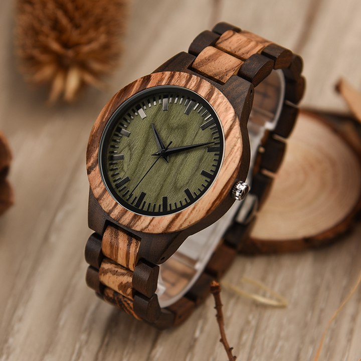 Elegant Wooden Quartz Watch - Oakridge Style Green