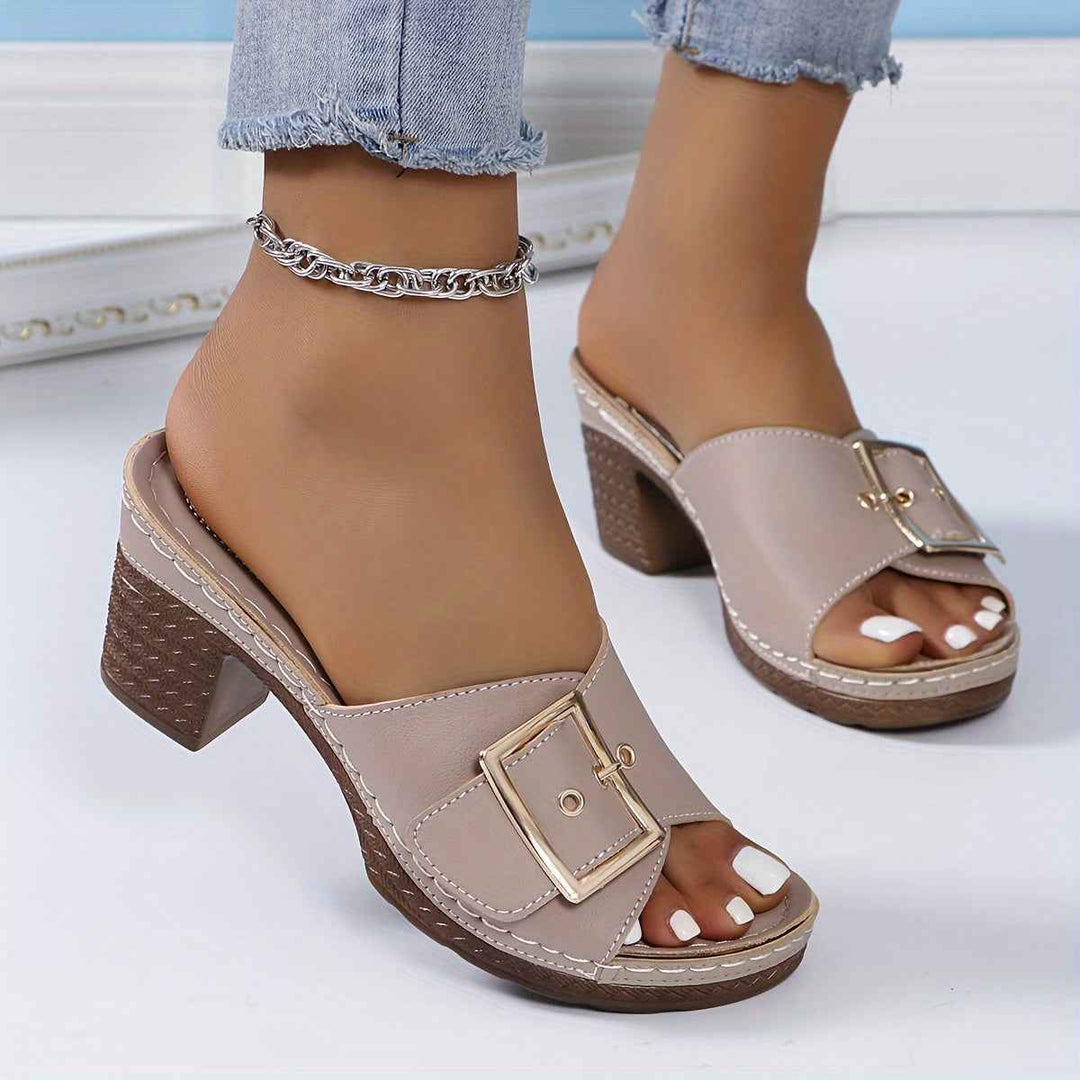 Samantha | Stylish Women's Leather Sandals - Comfortable Summer Footwear Apricot