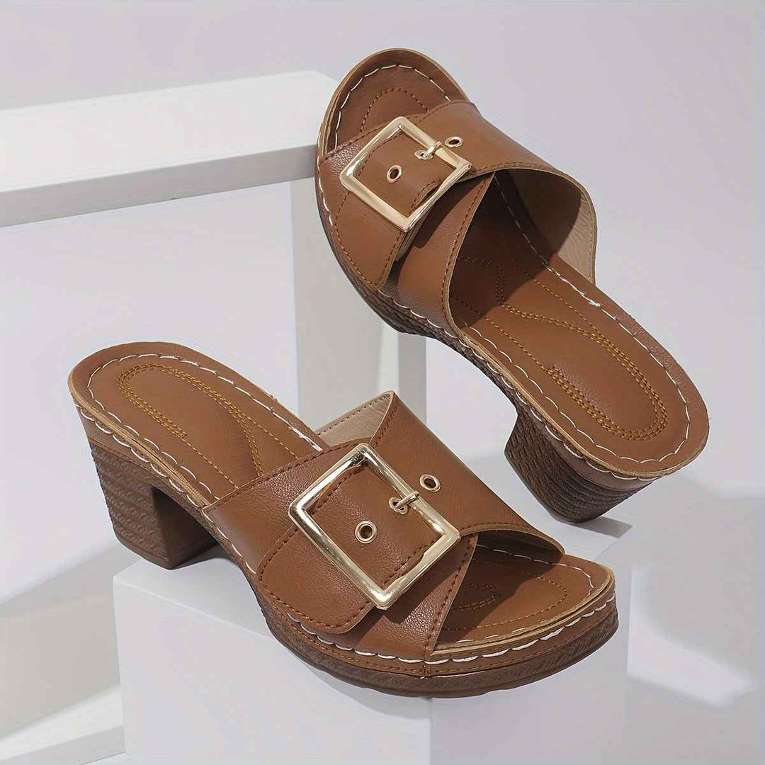 Samantha | Stylish Women's Leather Sandals - Comfortable Summer Footwear Dark Brown