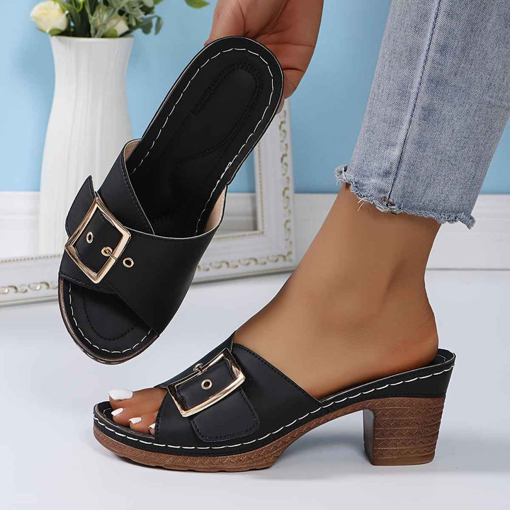 Samantha | Stylish Women's Leather Sandals - Comfortable Summer Footwear Black